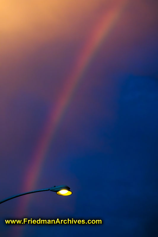 rainbow,sunset,streetlight,light,rule of thirds,